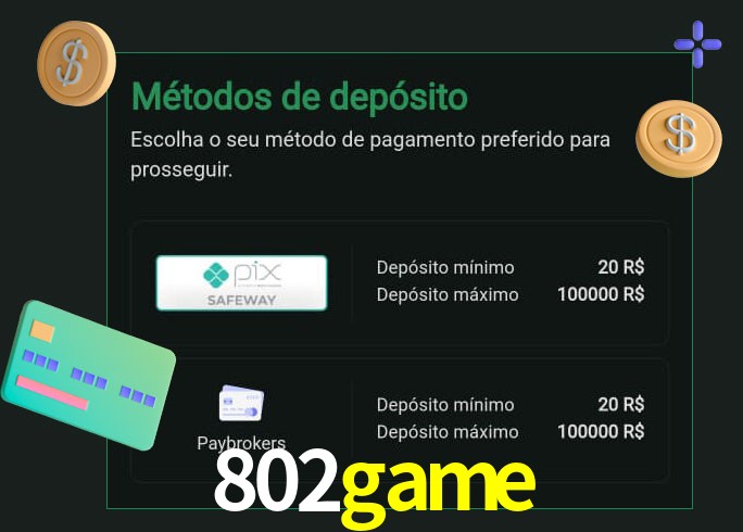 O cassino 802game oferece uma grande variedade de métodos de pagamento